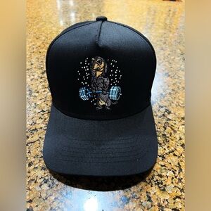 Black Snapback with Dachshund Weightlifting Design
